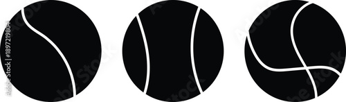 Abstract black and white sports ball icons or minimalist spherical designs vector set