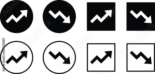 Collection of trend icons showing upward and downward movements in various styles vector set
