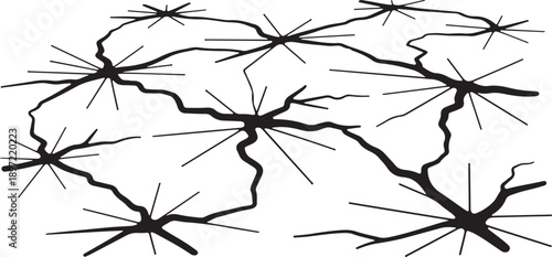 Cracked and broken lines on white background illustration design