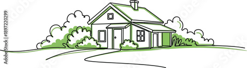 A Simple Green House with a Path