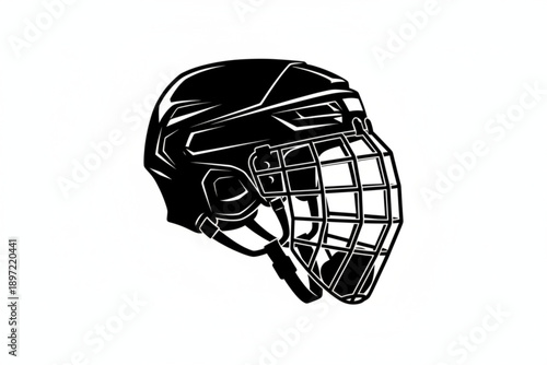 Hockey Helmet Silhouette: A minimalist design showcases a classic hockey helmet, perfect for sports, safety, and equipment themes. 