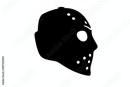 Hockey Mask Silhouette: A minimalist black hockey mask, a symbol of sport and protective gear, is a study in form and function.