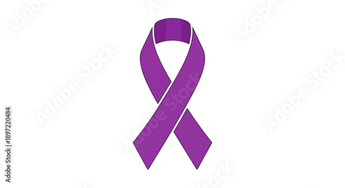 A purple awareness ribbon on a plain white background, symbolizing support and solidarity.