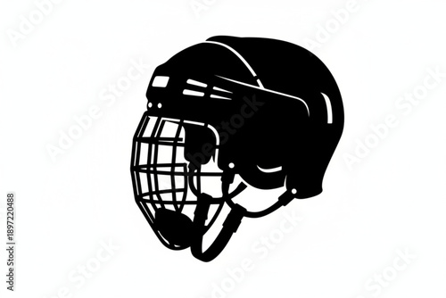 Hockey Helmet Silhouette: A minimalist graphic of a hockey helmet, showcasing its protective design and structured silhouette. Perfect for sport theme.