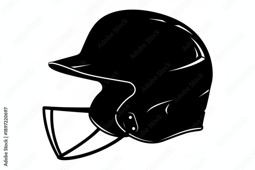 Fototapeta premium Baseball Helmet Silhouette: A minimalist, striking silhouette of a baseball helmet, designed for both safety and performance in the game.