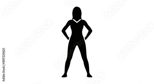 Silhouette of a confident woman standing with hands on hips against a plain white background.