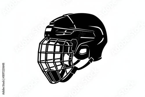Hockey Helmet: A detailed illustration showcases a sleek hockey helmet, symbolizing safety and the intensity of the game, ready for action.
