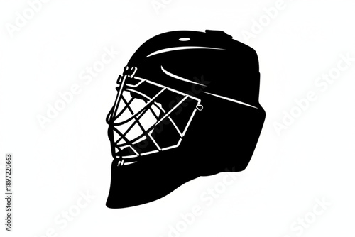 Hockey Goalie Mask: A striking monochrome view of a hockey goalie mask. Rugged, durable, and vital for player safety