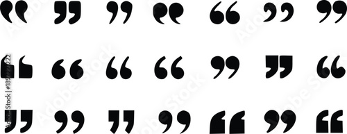 A collection of diverse quotation mark styles and symbols for typography and graphic design vector set