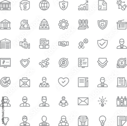 Social Policy outline style icon set with editable stroke. Vector Illustration.