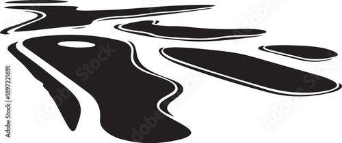 Abstract black liquid shapes on white background illustration design