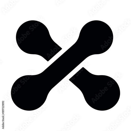 Modern crossed bones symbol in sleek black design