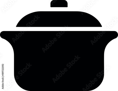 Simple black pot with lid for cooking and recipe designs