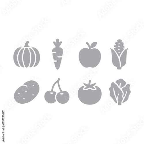 Set of fresh produce icons