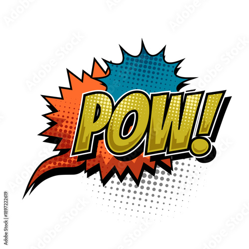 Wallpaper Mural Powerful Comic Book Impact Scene with POW Expression Torontodigital.ca