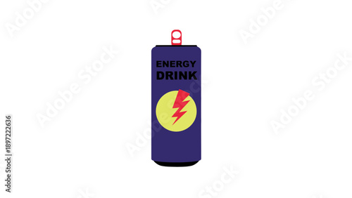 Energy drink can with red lightning bolt logo on white background