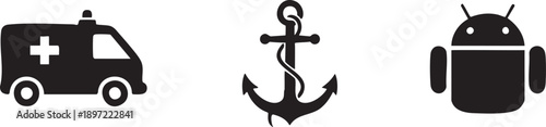 Ambulance Anchor Android Angle Down Navigation Directional Symbol