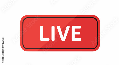 Live Stream Button on Red Rectangle Vibrant Graphic for Online Broadcasts and Real-Time Updates