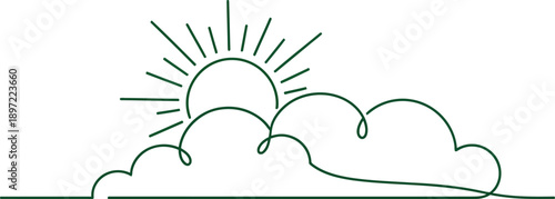 Green sun and clouds illustration