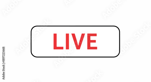 Prominent red 'LIVE' button indicating a real-time broadcast or streaming event in progress for digital media platforms and online engagement