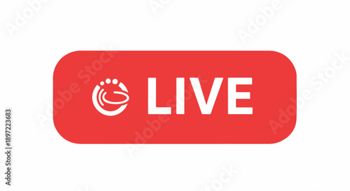 Clean and prominent live indicator button for digital platforms, signifying ongoing streams and real-time broadcasts to a global audience