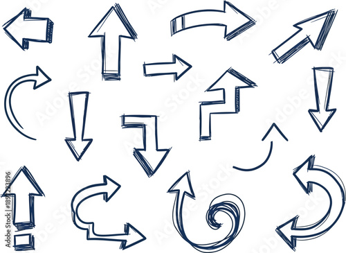 Hand drawn arrows in different directions