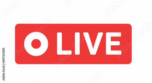 Vibrant red live streaming button icon, essential for digital broadcasts and online content delivery, signaling real-time viewer engagement and interactive experiences