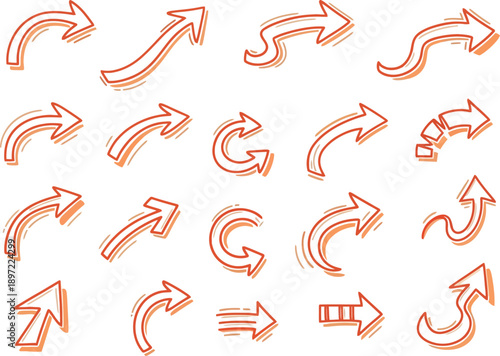 Orange Arrows Pointing Directions