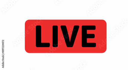 Vibrant red graphic element with bold 'LIVE' typography, universally recognized as an emblem for current live streaming and broadcasting activities across digital platforms