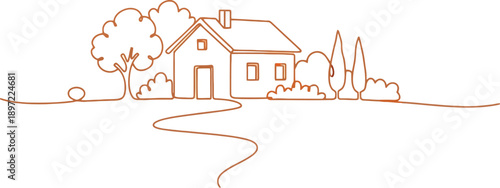 Simple House with Trees and Pathway