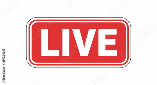 Vibrant red live graphic icon signaling real-time content and active broadcast events on digital platforms
