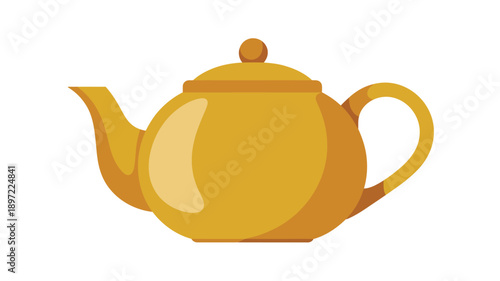Golden Teapot with Spout and Handle.
