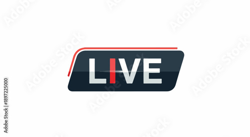 Dynamic live stream graphic element indicating real-time broadcast and online video content. Modern design for internet television and event coverage