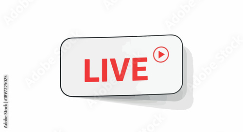 Dynamic sticker-style button indicating a live broadcast, perfect for streaming platforms, online events, and real-time content delivery in modern digital media applications