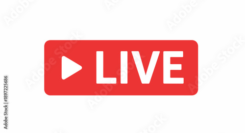 Vibrant red 'LIVE' icon symbolizing real-time streaming, broadcast, or an active online event, perfect for digital media and communication platforms