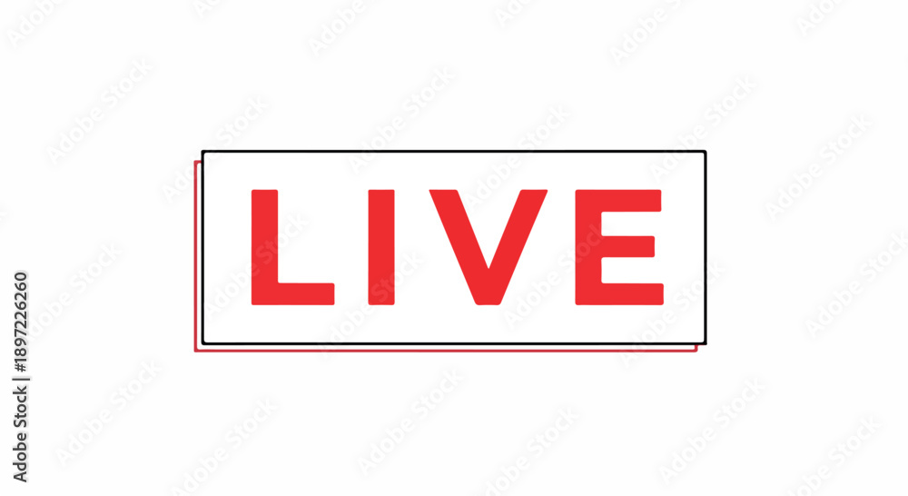 Obraz premium Dynamic visual alert for real-time broadcasts, this graphic instantly communicates live streaming status across digital platforms and media channels, enhancing user engagement