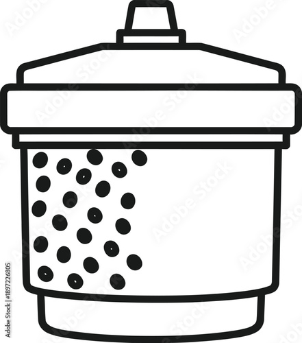 Disposable coffee cup with tapioca pearls