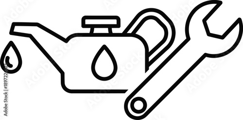 Oil can and spanner icon for car maintenance