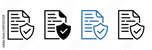 Document protection icon legal contract security, data privacy compliance, safety verification and assurance symbols.