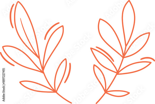 Orange Leaf Branches Illustration