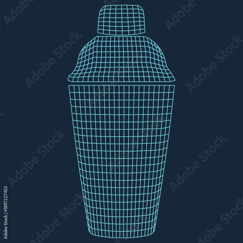 Wireframe model of a cocktail shaker for 3d design and illustration