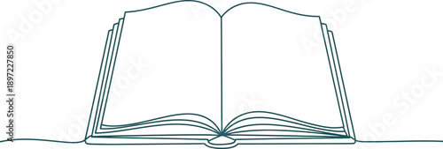 Simple Line Drawing of an Open Book