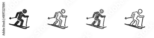 Sketch skier icon design set