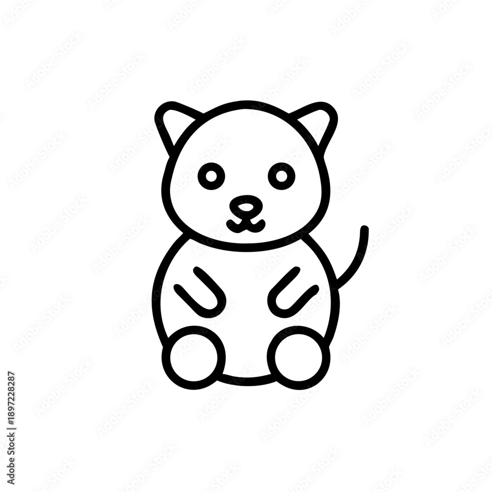 Fototapeta premium Cute cartoon cat illustration sitting on a plain background 