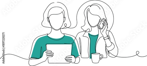 Two Women Using Digital Devices