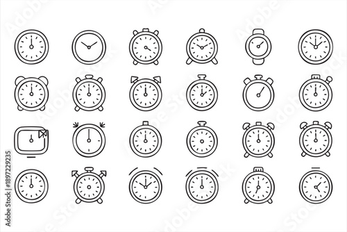Clock, Timer, and Stopwatch Icons for Time Management Design