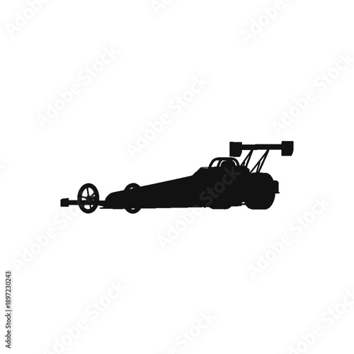 Speed Silhouette: A sleek, powerful dragster silhouetted, representing the thrill and velocity of speed, ready to dominate the race track.