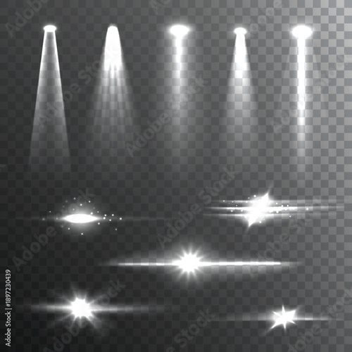 ai abstract spotlight with glowing bright stage light beam projection shiny decoration theatre scene studio transparent space concert empty spot disco festive glittering event design