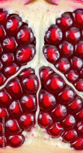 Close-up View of Fresh Pomegranate Seeds on Bright Background Offering Juicy Delights