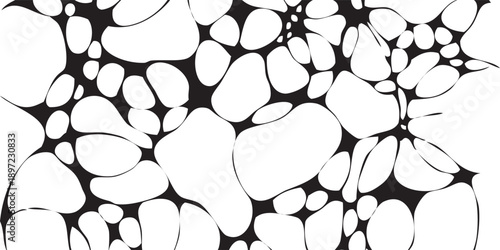 Abstract Organic Shapes Black and White Pattern.